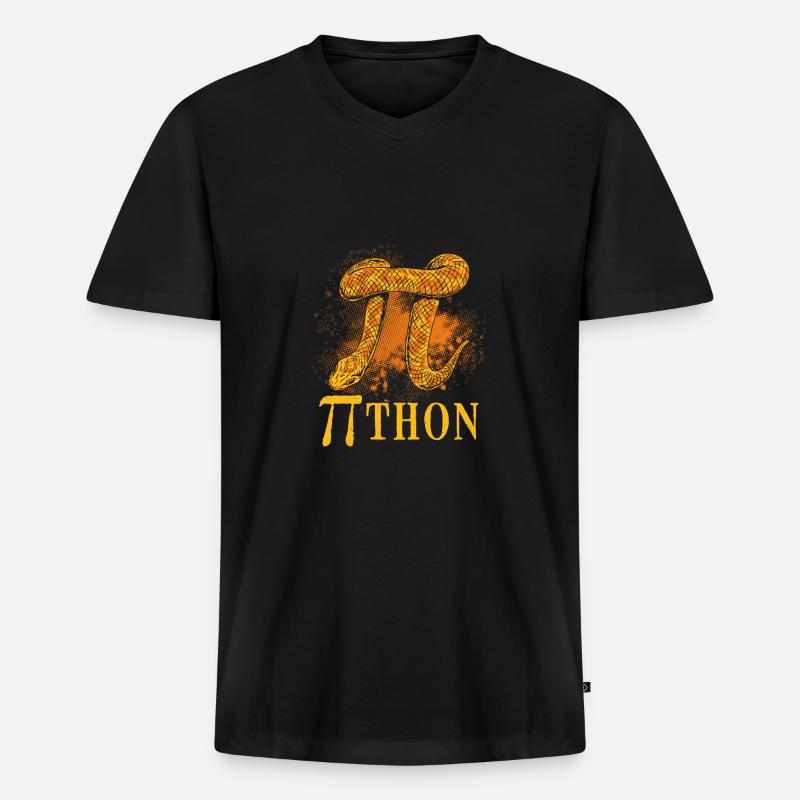 Pi Die Schlange Python - Männer Premium Bio T-Shirt mit V-Ausschnitt - Schwarz