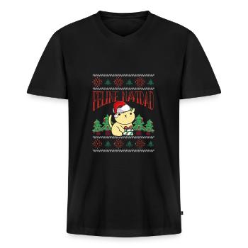 Katzen navidad - Männer Premium Bio T-Shirt mit V-Ausschnitt - Schwarz - Vorne - Nico (187cm)