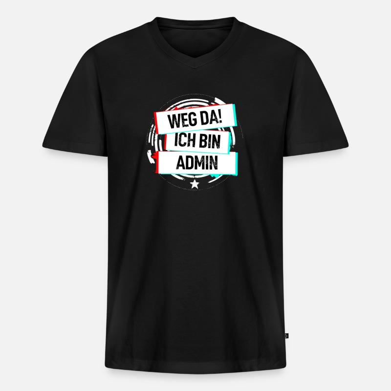 Weg Da Ich Bin Admin! - Männer Premium Bio T-Shirt mit V-Ausschnitt - Schwarz