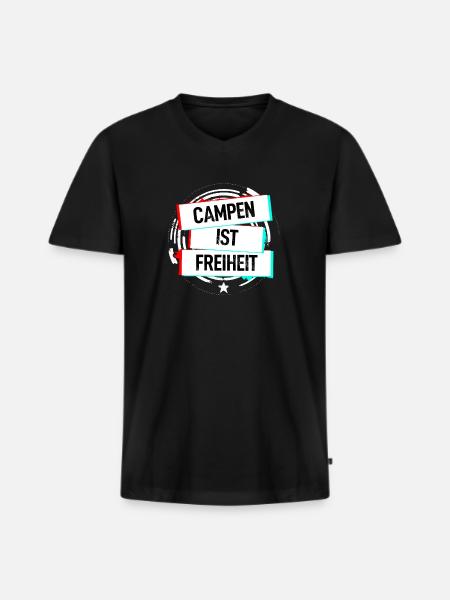 Campen Ist Freiheit - Männer Premium Bio T-Shirt mit V-Ausschnitt - Schwarz