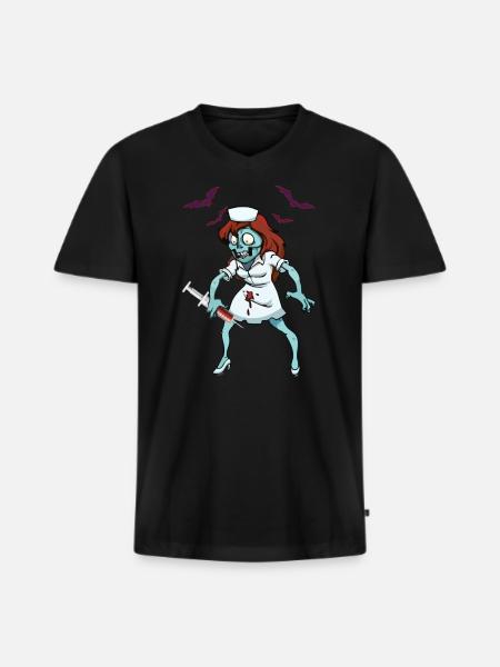 Zombie Nurse Emergency Halloween - Men's Premium Organic T-shirt with V-neck - black