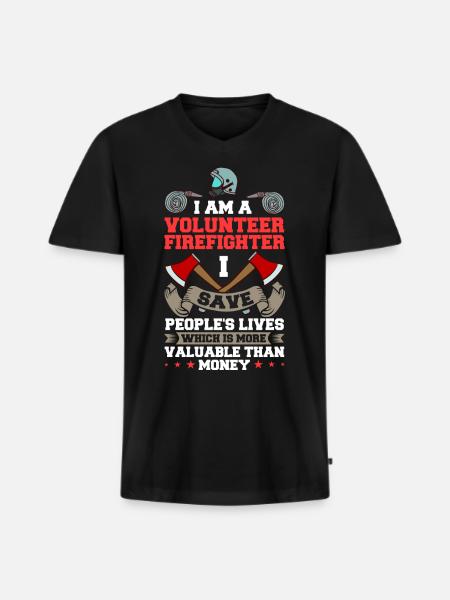 Pompiers volontaires - T-shirt encolure en V Premium bio Homme - noir