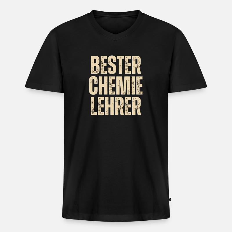 BESTER CHEMIELEHRER - Männer Premium Bio T-Shirt mit V-Ausschnitt - Schwarz