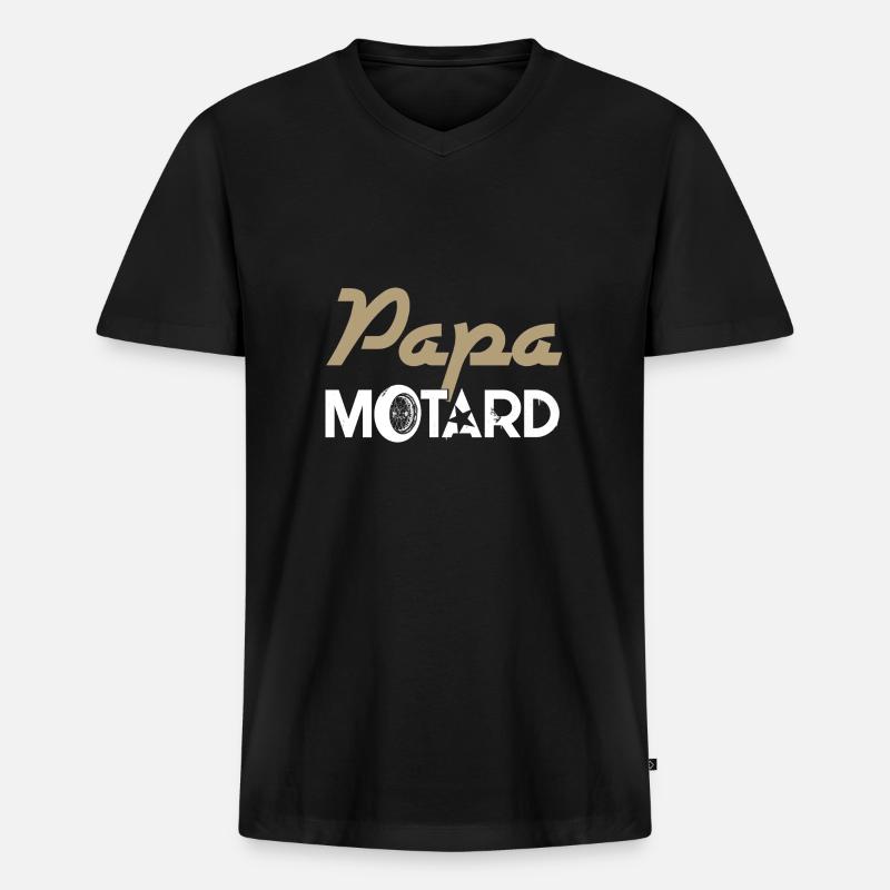 Papa Motorradfahrer - Männer Premium Bio T-Shirt mit V-Ausschnitt - Schwarz