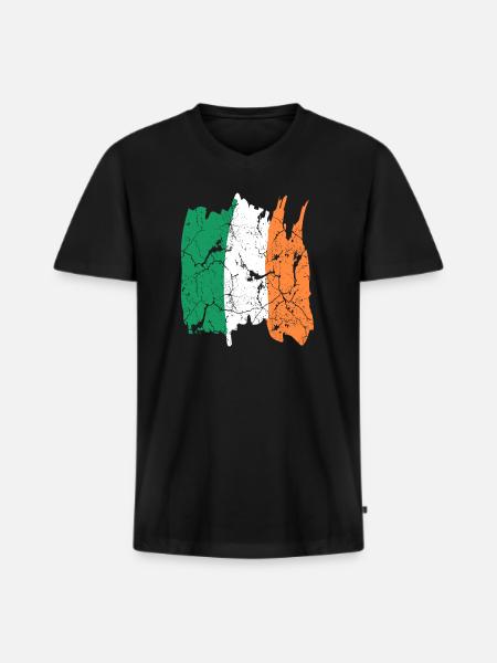 Drapeau de l’Irlande - T-shirt encolure en V Premium bio Homme - noir