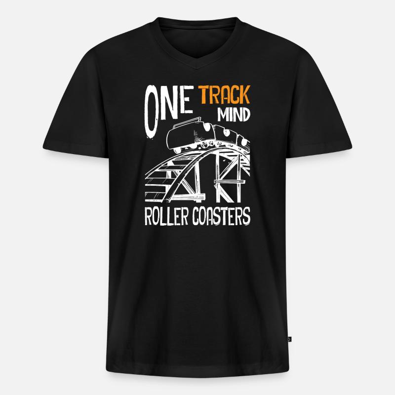 One Track Mind Roller Coaster - Männer Premium Bio T-Shirt mit V-Ausschnitt - Schwarz