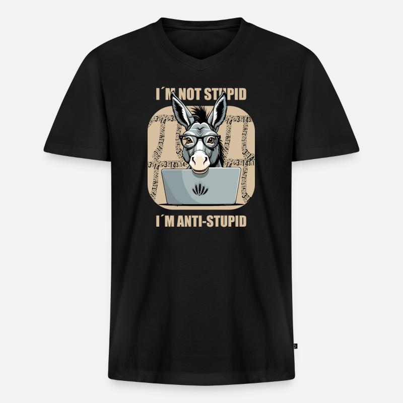 Schlauer Nerd Esel - Männer Premium Bio T-Shirt mit V-Ausschnitt - Schwarz