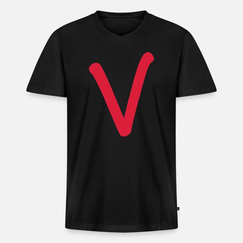 V - einfach nur V - Männer Premium Bio T-Shirt mit V-Ausschnitt - Schwarz