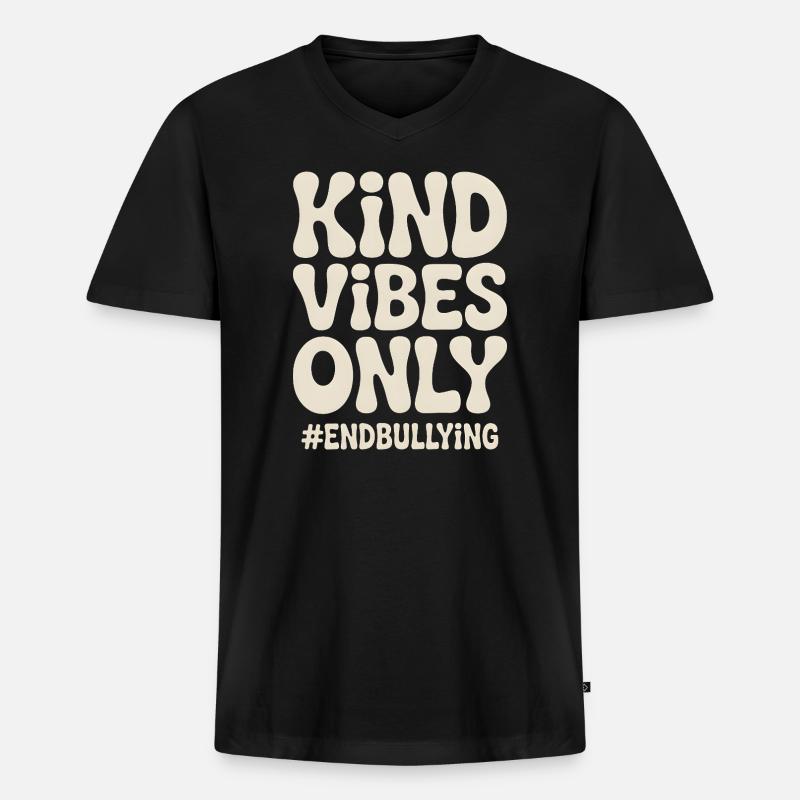 Freundliche Vibes beenden nur Mobbing - Männer Premium Bio T-Shirt mit V-Ausschnitt - Schwarz