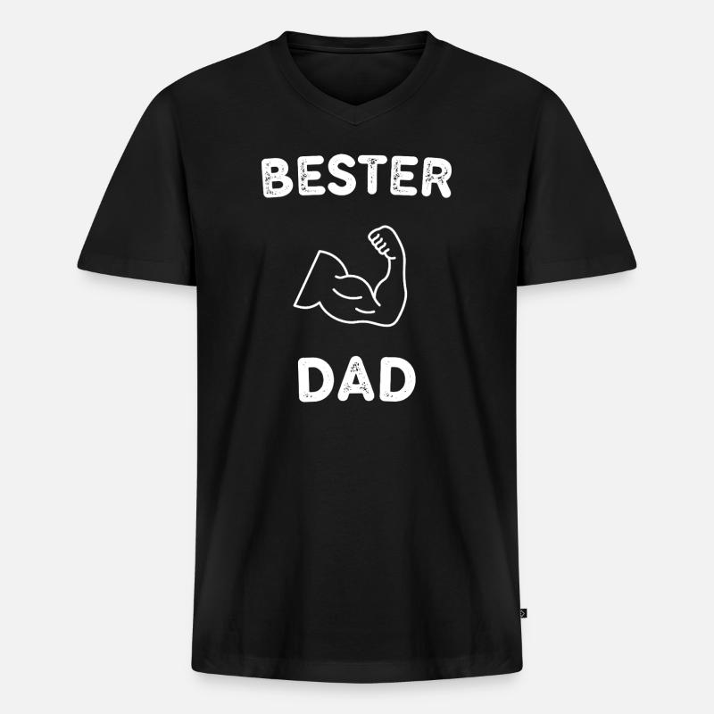 Bester Dad - Männer Premium Bio T-Shirt mit V-Ausschnitt - Schwarz