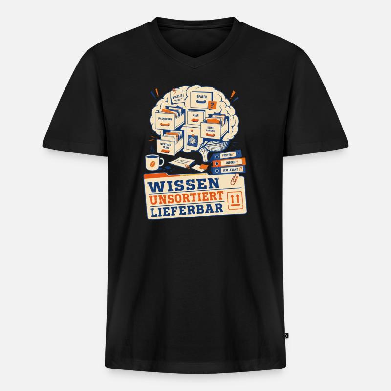 Knowledge available unsorted - Men's Premium Organic T-shirt with V-neck - black