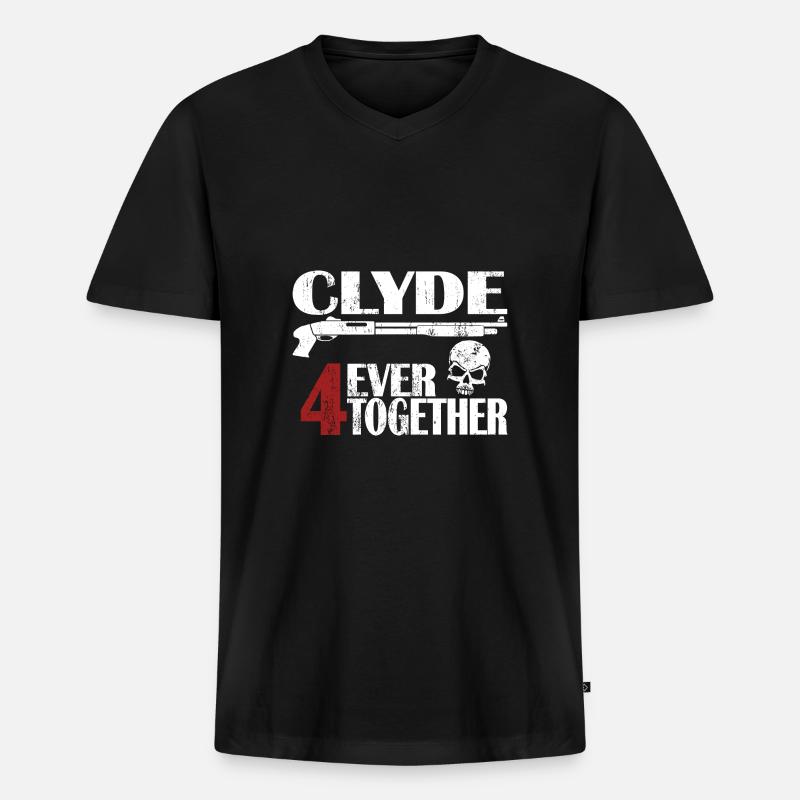 Bonnie - Clyde Geschenk Geschenkidee - Männer Premium Bio T-Shirt mit V-Ausschnitt - Schwarz