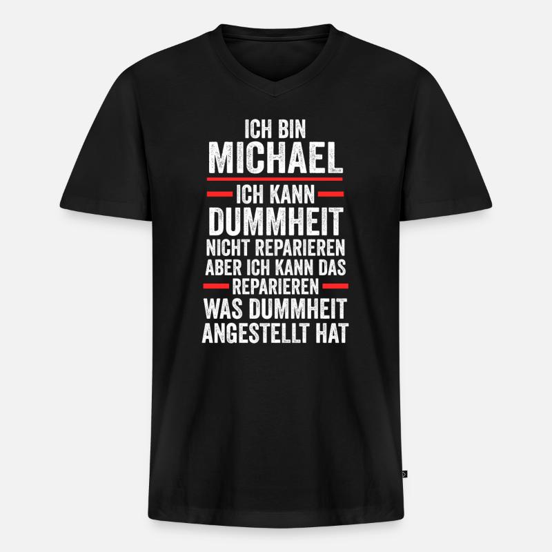 Michael - Männer Premium Bio T-Shirt mit V-Ausschnitt - Schwarz