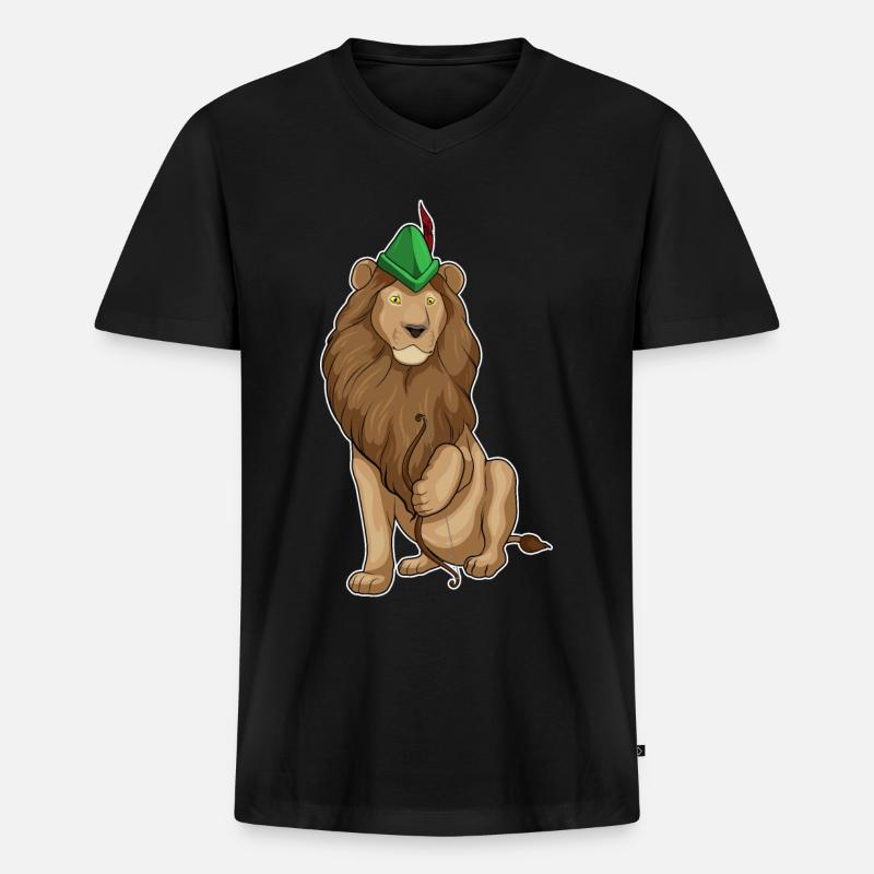 Löwe Bogenschütze Bogen - Männer Premium Bio T-Shirt mit V-Ausschnitt - Schwarz