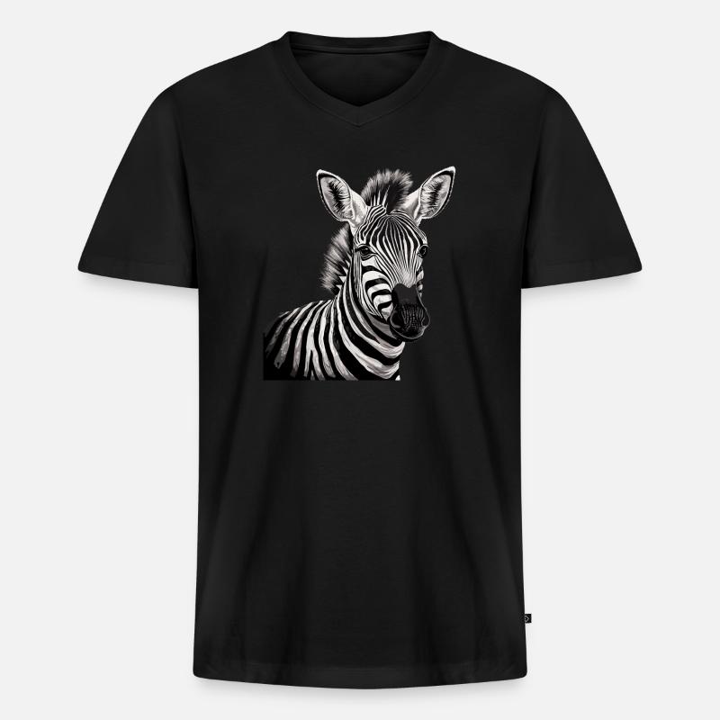 Zebra Afrika Tier - Männer Premium Bio T-Shirt mit V-Ausschnitt - Schwarz