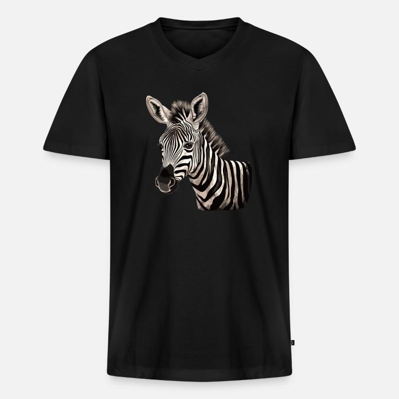 Zebra Afrika Tier - Männer Premium Bio T-Shirt mit V-Ausschnitt - Schwarz