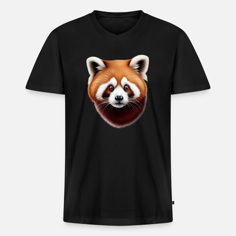 Roter Panda - Männer Premium Bio T-Shirt mit V-Ausschnitt - Schwarz