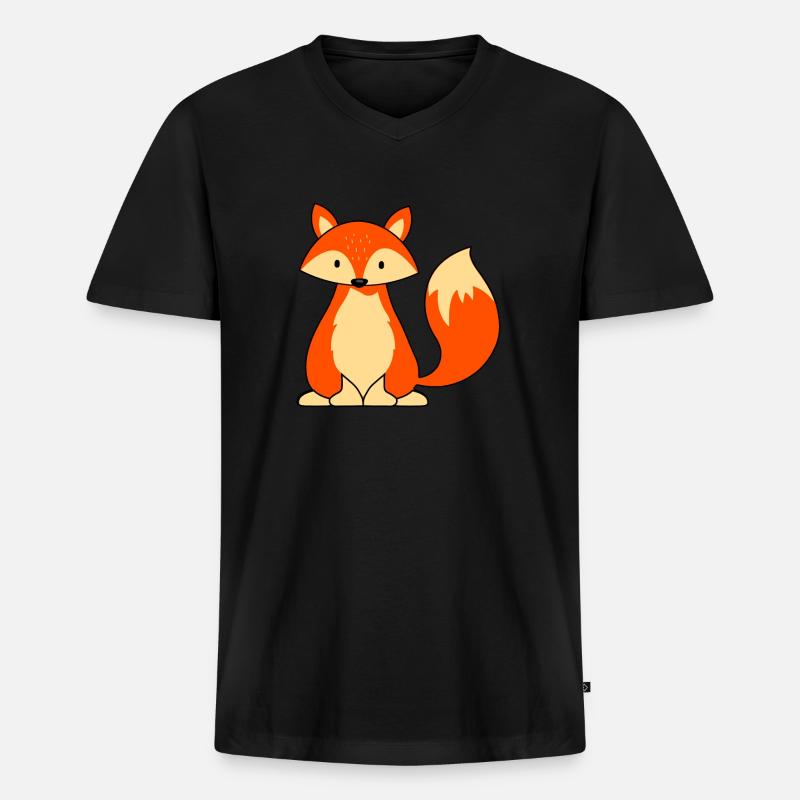 Fuchs Fox Kinderdesign - Männer Premium Bio T-Shirt mit V-Ausschnitt - Schwarz