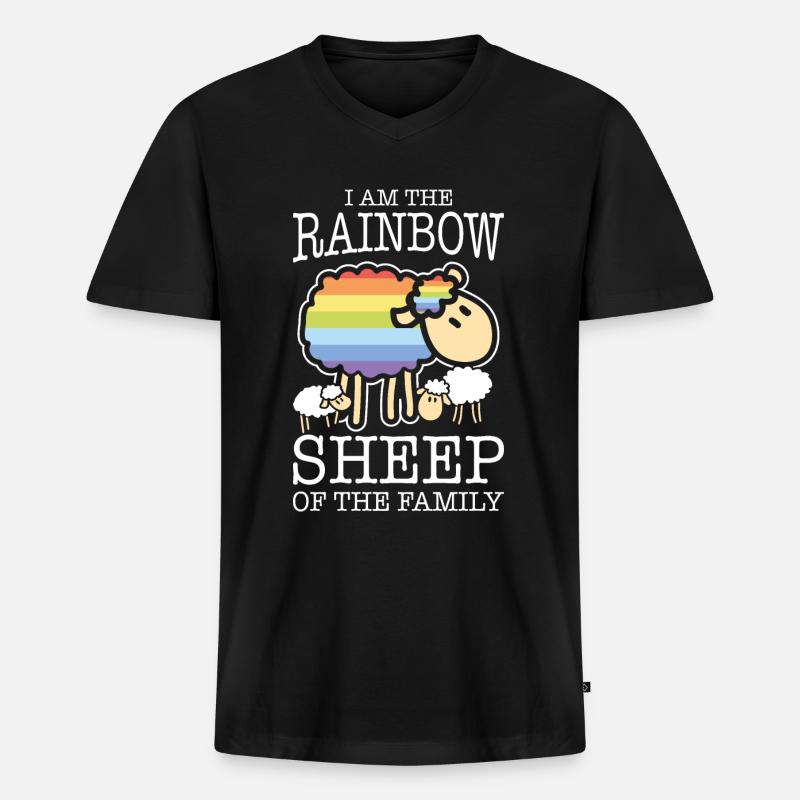 Regenbogen LGBT Schwul Lesbisch - Männer Premium Bio T-Shirt mit V-Ausschnitt - Schwarz