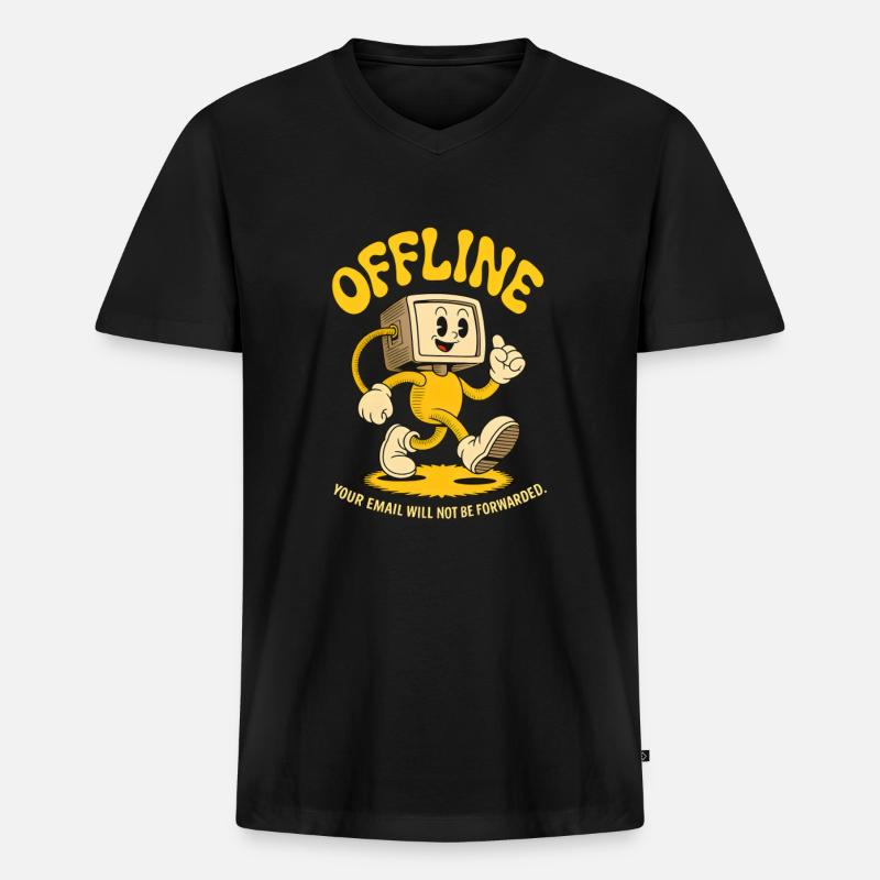 Offline Büro PC Emails Computer - Männer Premium Bio T-Shirt mit V-Ausschnitt - Schwarz