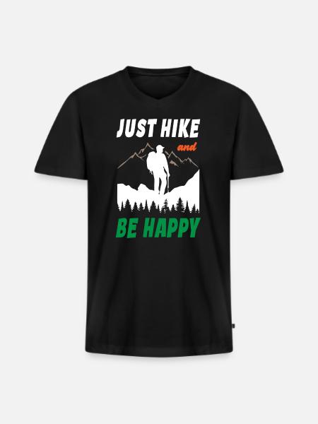 Just Hike And Be Happy - Men's Premium Organic T-shirt with V-neck - black
