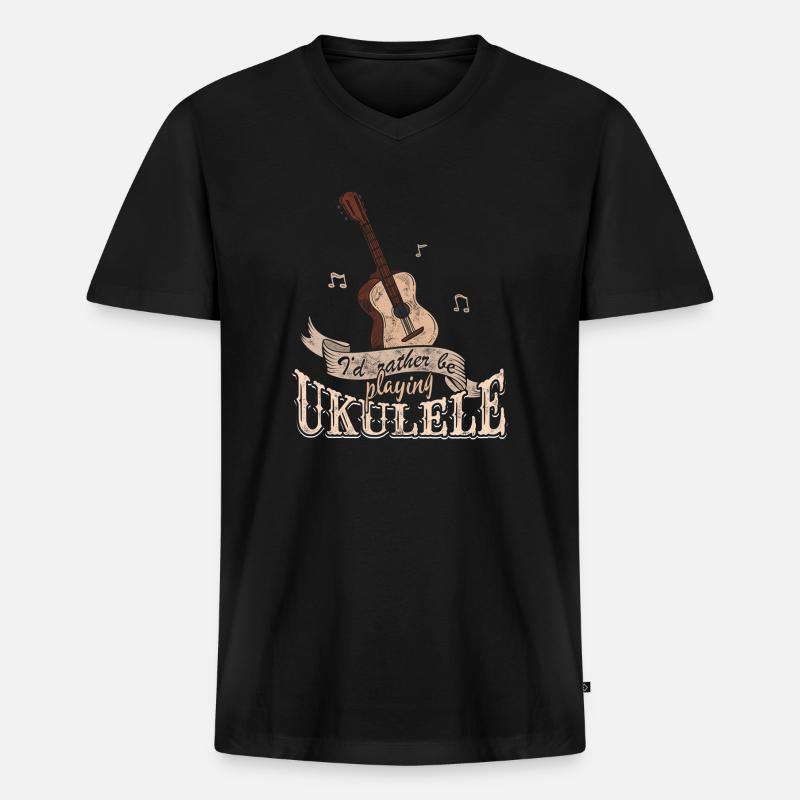 Ukulele - Männer Premium Bio T-Shirt mit V-Ausschnitt - Schwarz