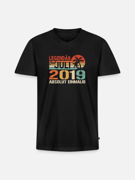 2019 Juli Geboren im Juli 2019 - Männer Premium Bio T-Shirt mit V-Ausschnitt - Schwarz