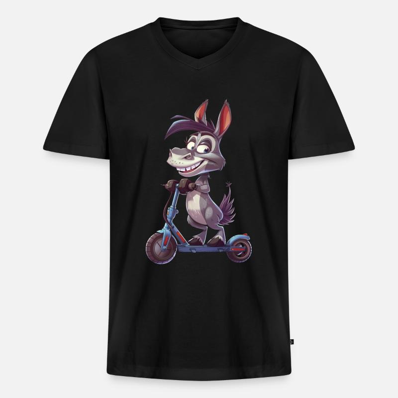 Esel Roller - Männer Premium Bio T-Shirt mit V-Ausschnitt - Schwarz