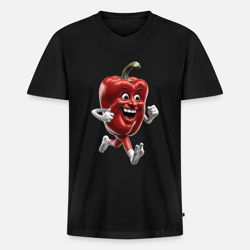 Paprika Geschenk - Männer Premium Bio T-Shirt mit V-Ausschnitt - Schwarz