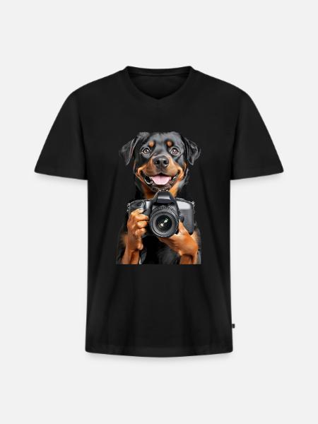Rottweiler - Männer Premium Bio T-Shirt mit V-Ausschnitt - Schwarz