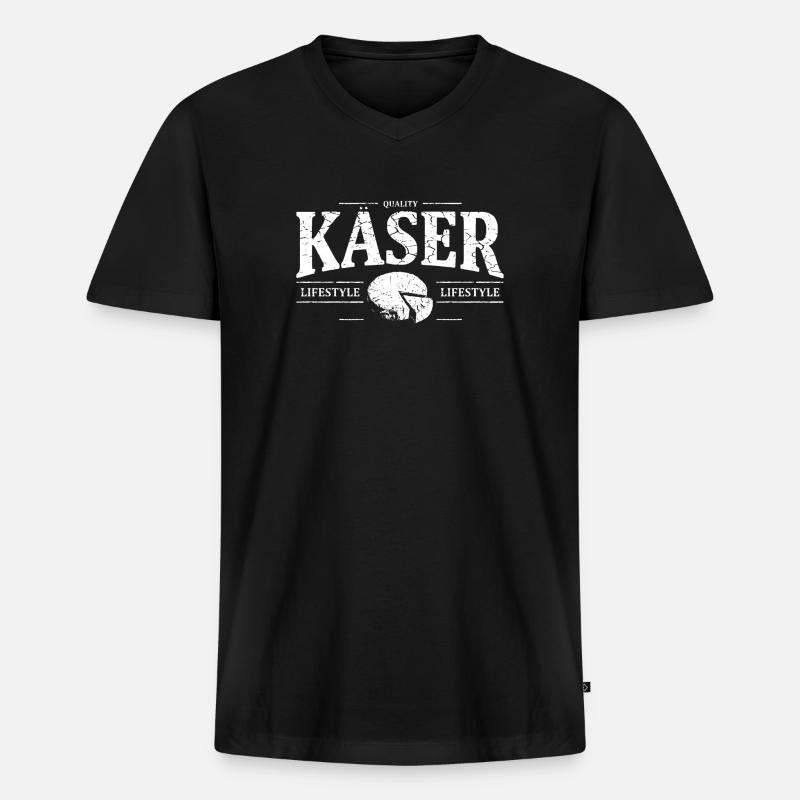 Käser - Männer Premium Bio T-Shirt mit V-Ausschnitt - Schwarz