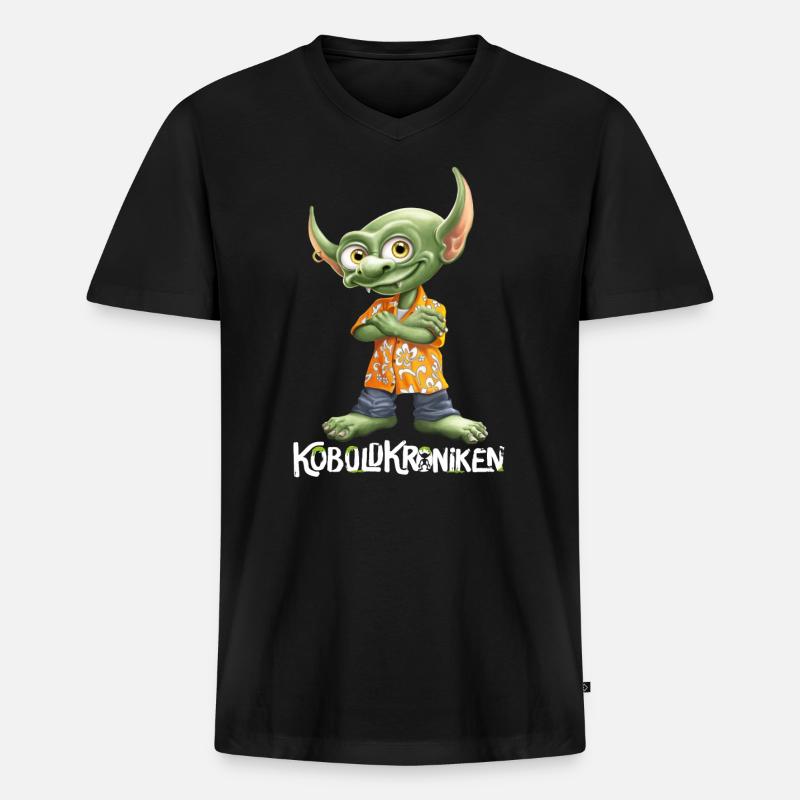 KoboldKroniken Mit Rumpel - Männer Premium Bio T-Shirt mit V-Ausschnitt - Schwarz