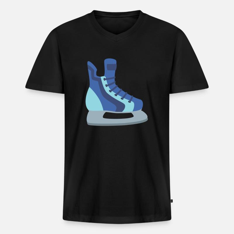 schlittschuh Eislaufen - Männer Premium Bio T-Shirt mit V-Ausschnitt - Schwarz