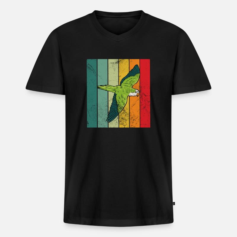 Quaker parrot retro - Männer Premium Bio T-Shirt mit V-Ausschnitt - Schwarz