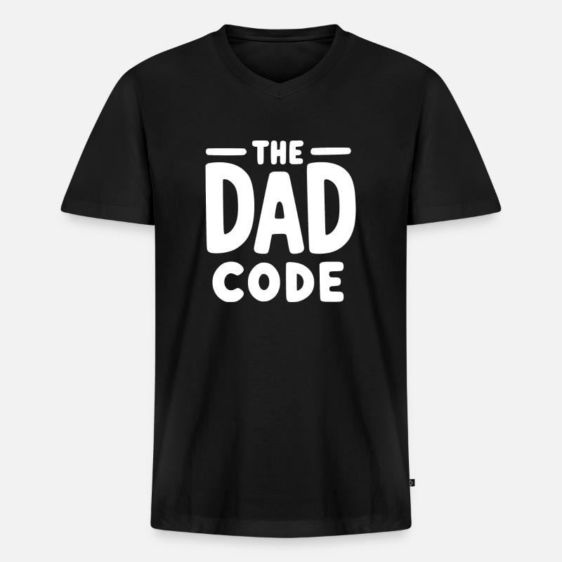 Der Papa-Code - Männer Premium Bio T-Shirt mit V-Ausschnitt - Schwarz