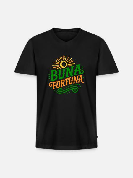 buna fortuna (Vectorgraphic) - Men's Premium Organic T-shirt with V-neck - black
