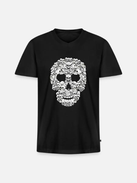 Skull from skulls - Men's Premium Organic T-shirt with V-neck - black