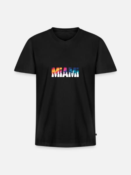 Miami - Cool City Logo - Men's Premium Organic T-shirt with V-neck - black