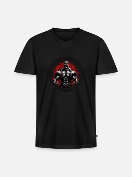 Bodybuilding extrem Motivation Skull Sixpack - Männer Premium Bio T-Shirt mit V-Ausschnitt - Schwarz
