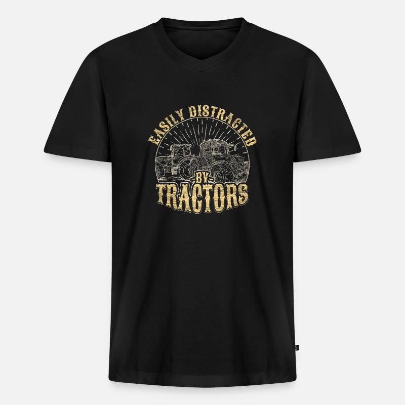 Traktor Spruch - Männer Premium Bio T-Shirt mit V-Ausschnitt - Schwarz
