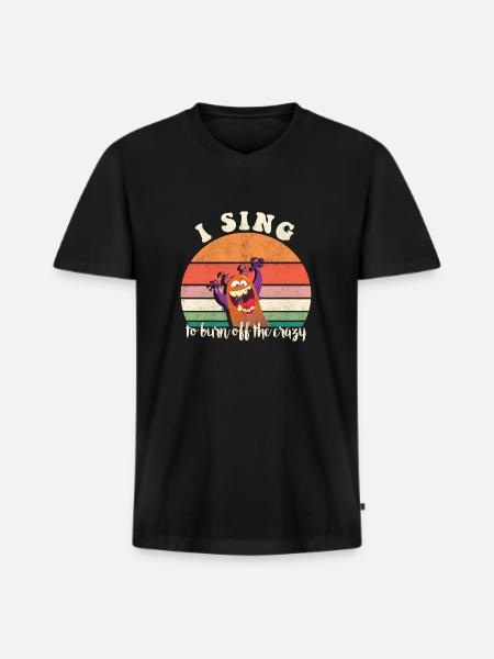 I sing to burn off the crazy retro sunset - Men's Premium Organic T-shirt with V-neck - black