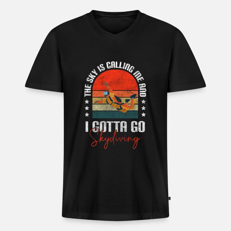Fallschirmspringer Sprung Base Jump - Männer Premium Bio T-Shirt mit V-Ausschnitt - Schwarz
