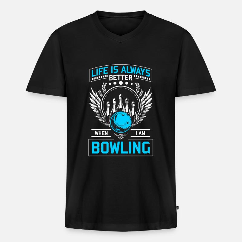 Bowlingkugel Bowling Team - Männer Premium Bio T-Shirt mit V-Ausschnitt - Schwarz