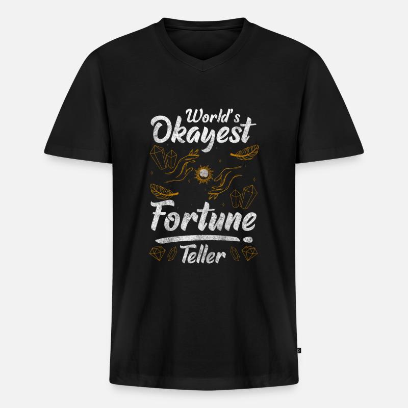 Wahrsager Zukunft Tarotkarten Erzähler - Männer Premium Bio T-Shirt mit V-Ausschnitt - Schwarz