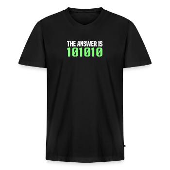 The Answer Is 42 Life The Universe And Everything - Männer Premium Bio T-Shirt mit V-Ausschnitt - Schwarz - Vorne - Nico (187cm)