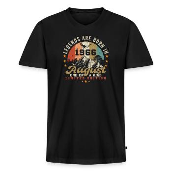 Legenden wurden im August 1966 geboren 1966 August - Männer Premium Bio T-Shirt mit V-Ausschnitt - Schwarz - Vorne - Nico (187cm)