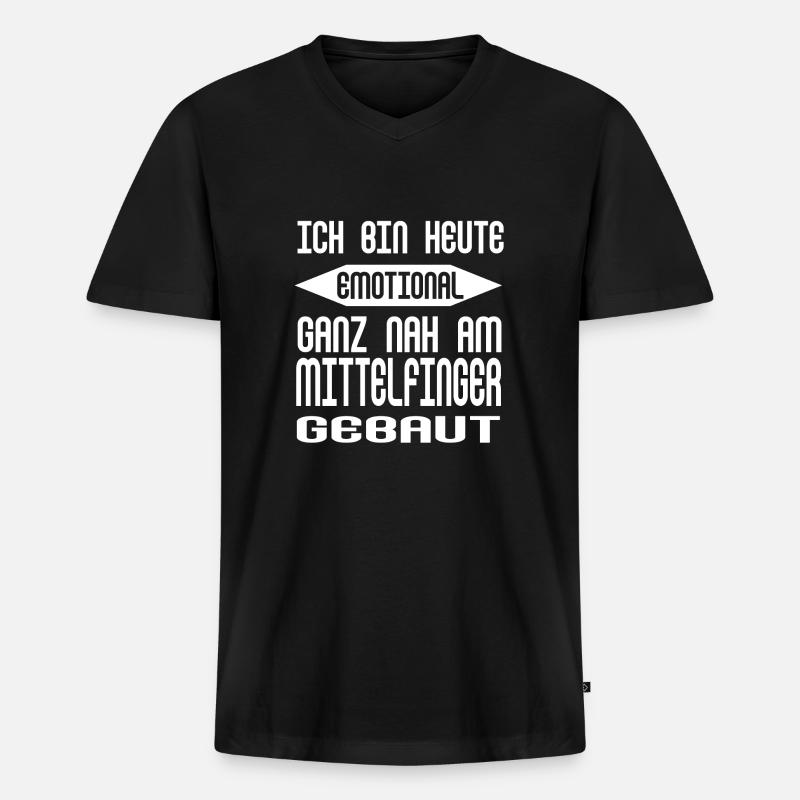 MITTELFINGER SPRUCH - Männer Premium Bio T-Shirt mit V-Ausschnitt - Schwarz