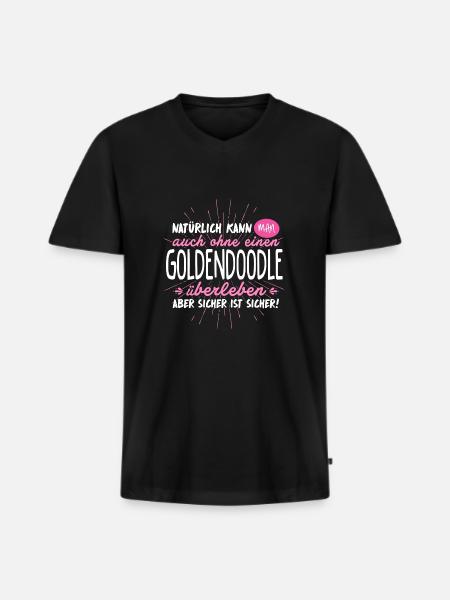 Niemals ohne GOLDENDOODLE - Männer Premium Bio T-Shirt mit V-Ausschnitt - Schwarz