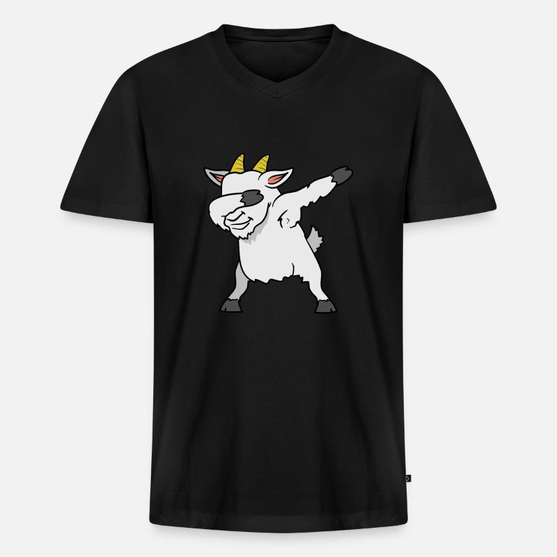 Dabbing Dab Ziege Ziegenbock - Männer Premium Bio T-Shirt mit V-Ausschnitt - Schwarz