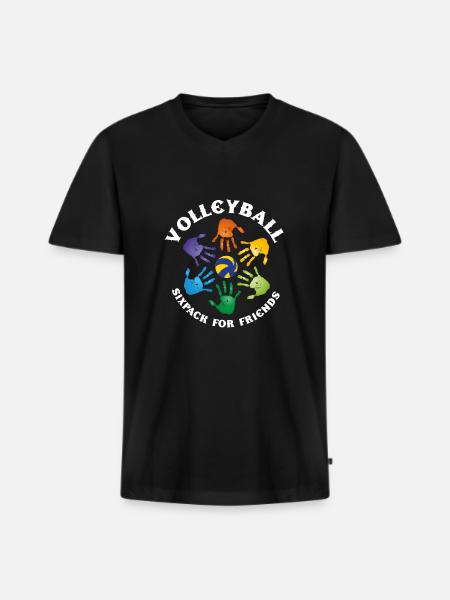 VolleyBall (Sixpack-Edition) - Männer Premium Bio T-Shirt mit V-Ausschnitt - Schwarz